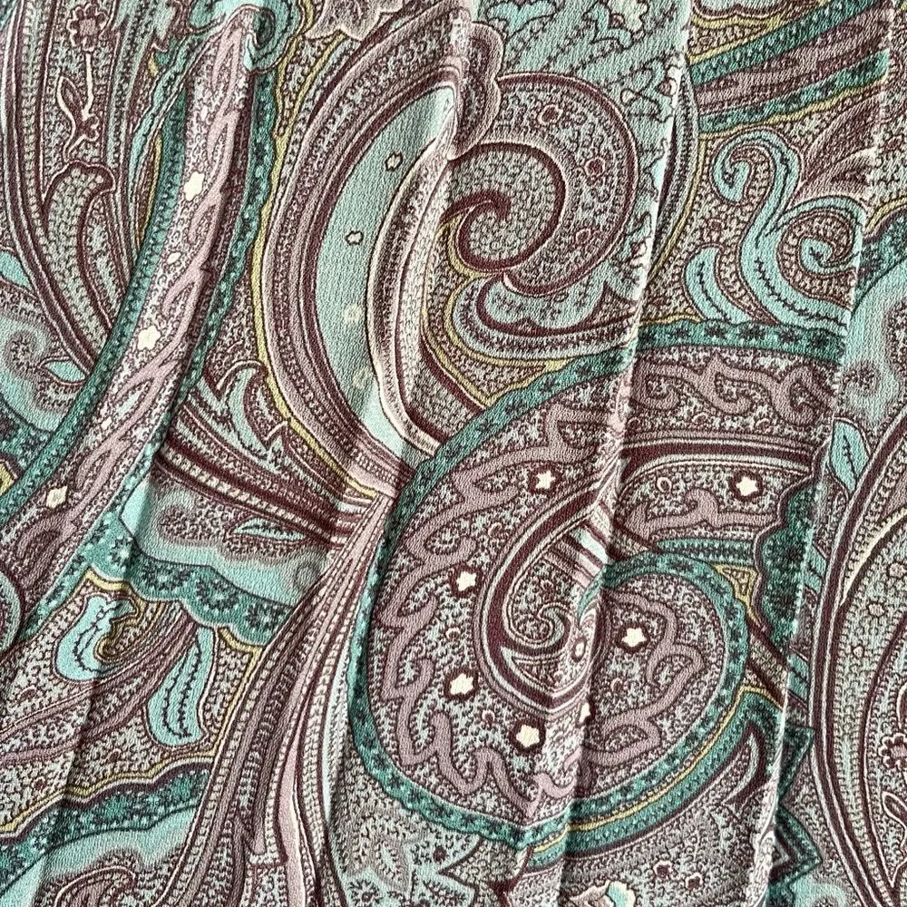 Vintage Koret Petite Paisley Pleated Midi Skirt Boho Cottagecore Size 4